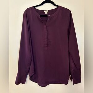J Crew Factory merlot colored Henley style blouse size L
